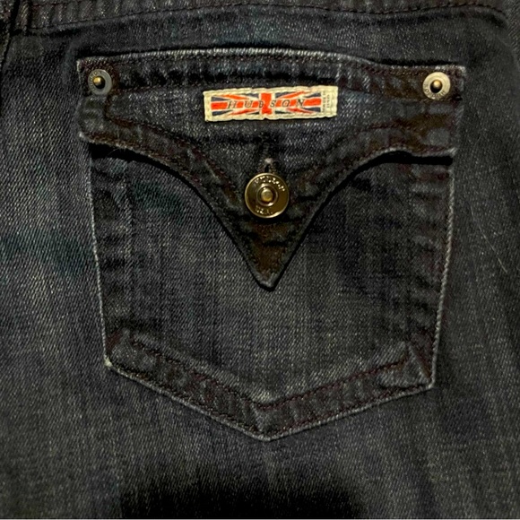 Y2K HUDSON Jeans Womens Size 27 Dark Wash Boot Cut Flap Pockets Vintage Flares - Picture 8 of 11